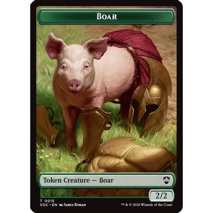 Boar // Fractal (0005) Double-Sided Token (SOC-15 // 5) - Commander: Secrets of Strixhaven