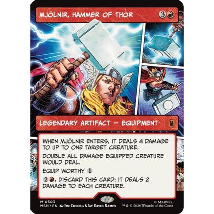 Mjolnir, Hammer of Thor (Borderless) (0303) (MSH-303) - Marvel Super Heroes Foil