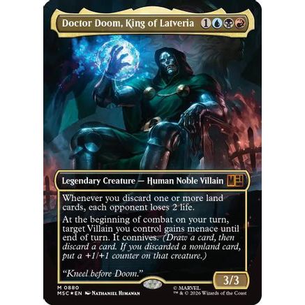Doctor Doom, King of Latveria (Borderless) (Surge Foil) (MSC-880) - Commander: Marvel Super Heroes Foil