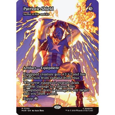 Patriotic Shield - Sword of Fire and Ice (Borderless) (MAR-100) - Marvel Universe Eternal-Legal