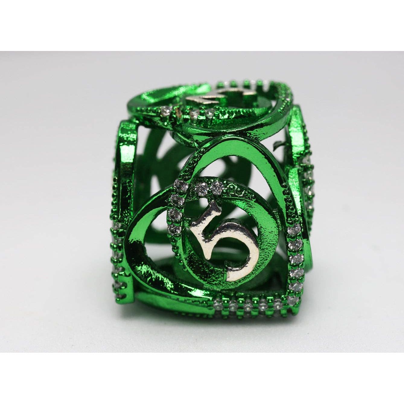 Hollow Hearts: Jeweled Green - Metal RPG Dice Set