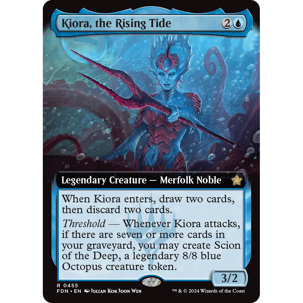 Kiora, the Rising Tide (FDN-455) - Foundations: (Extended Art) Foil