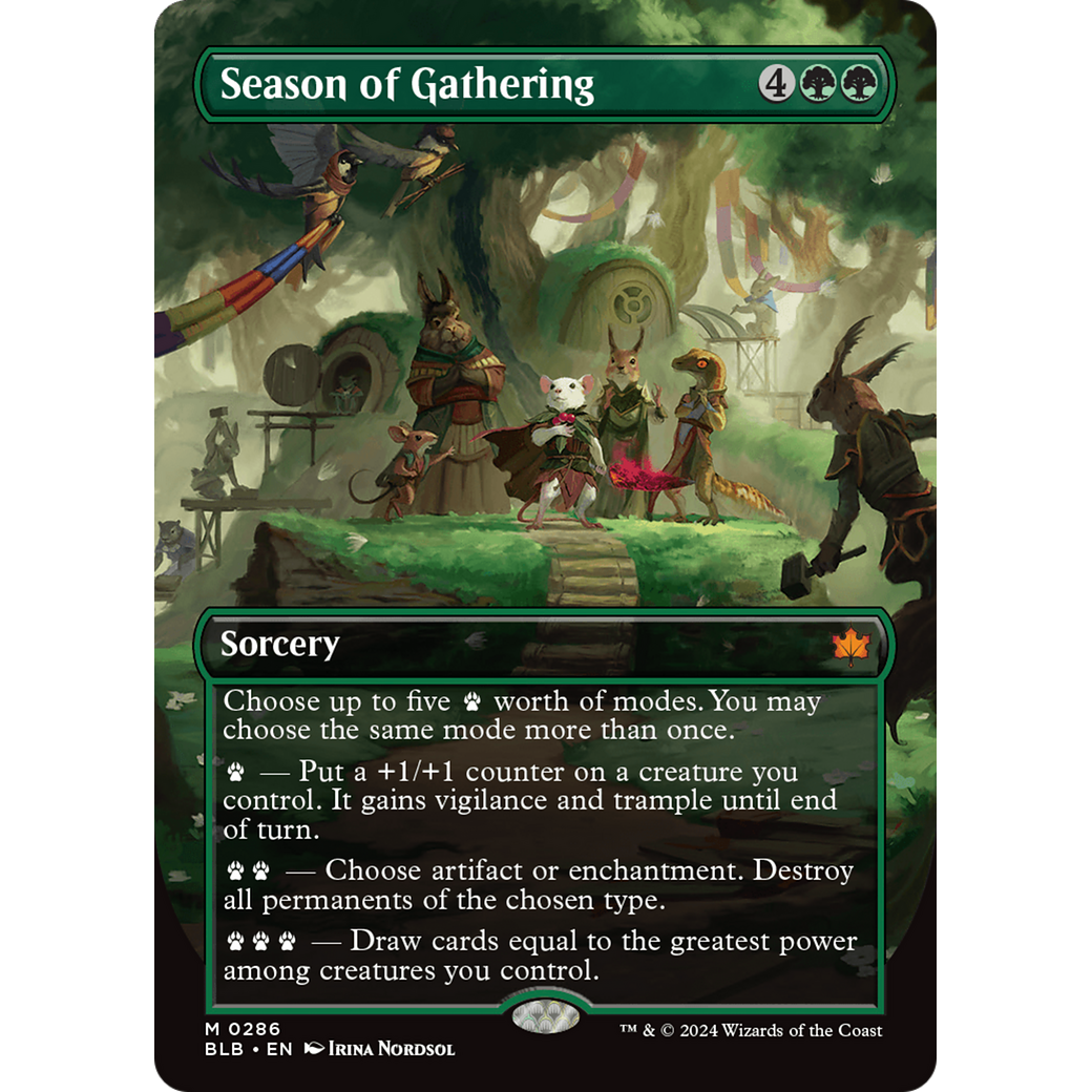 Season of Gathering (Borderless) (BLB-286) - Bloomburrow: (Showcase) (Borderless) Foil