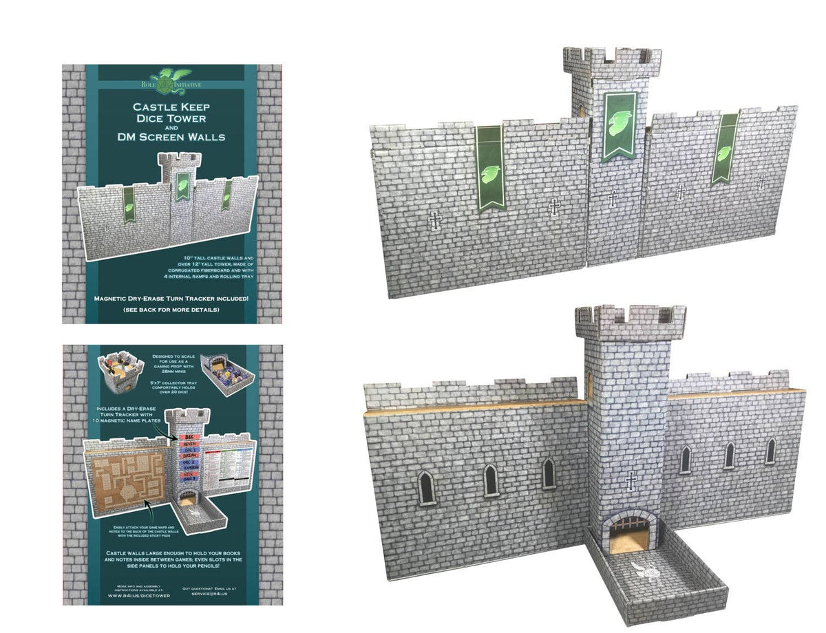 Castle Keep Dice Tower, 2 Castle Wall DM Screens & Turn Tracker: Castle Keep Dice Tower, 2 Castle Wall DM Screens & Turn Tracker