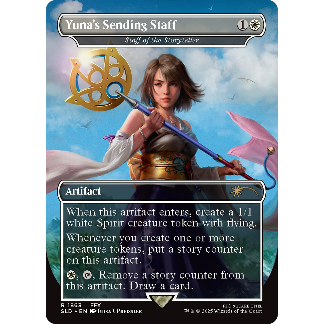 Yuna's Sending Staff - Staff of the Storyteller (SLD-1863) - Secret Lair Drop / Yuna's Sending Staff (Borderless)