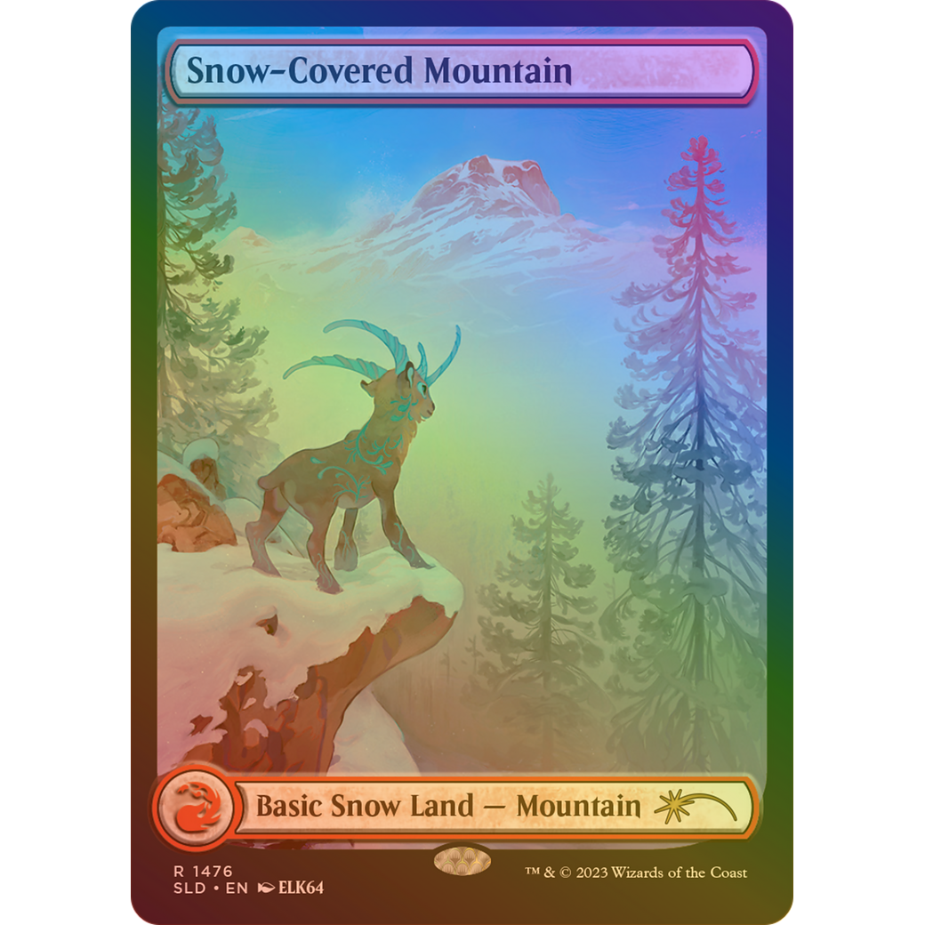 Snow-Covered Mountain (1476) (Rainbow Foil) (SLD-1476) - Secret Lair Drop: (Full Art) Foil