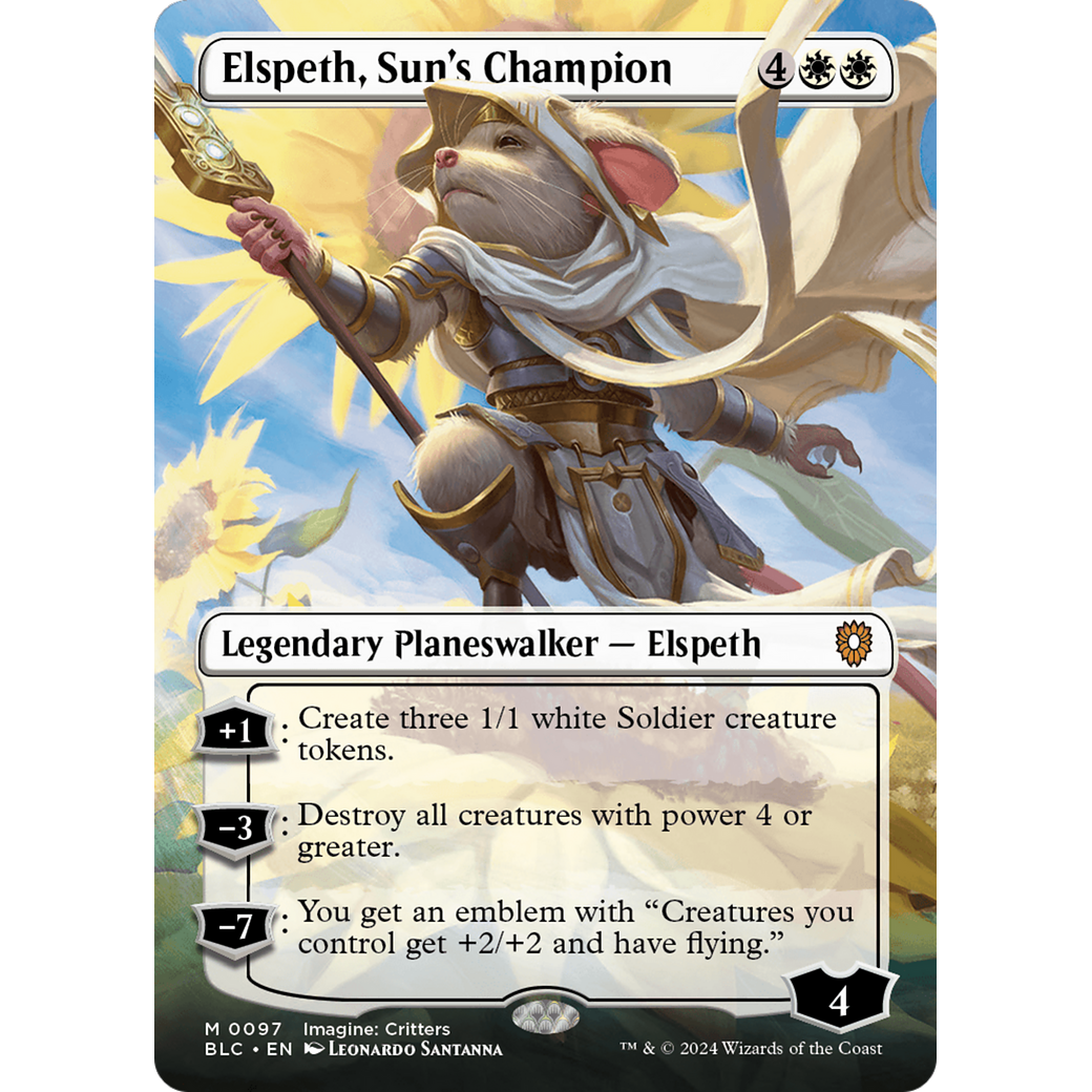 Elspeth, Sun's Champion (BLC-097) - Bloomburrow Commander (Borderless) Foil
