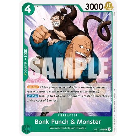 Bonk Punch & Monster (OP17-028) - The World's Strongest Warriors