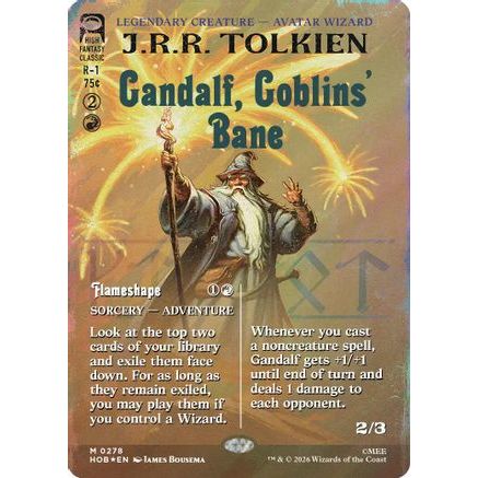 Gandalf, Goblins' Bane (Borderless) (Surge Foil) (HOB-278) - The Hobbit Foil