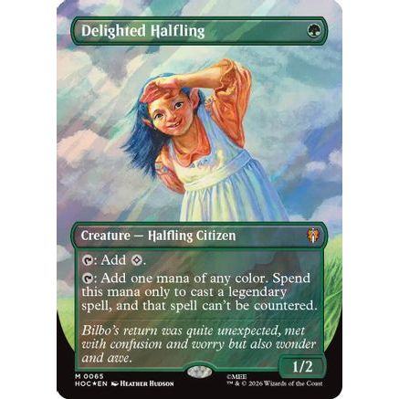 Delighted Halfling (Borderless) (Surge Foil) (HOC-065) - The Hobbit Foil