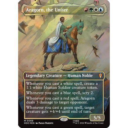 Aragorn, the Uniter (Borderless) (Surge Foil) (HOC-069) - The Hobbit: Eternal-Legal Foil