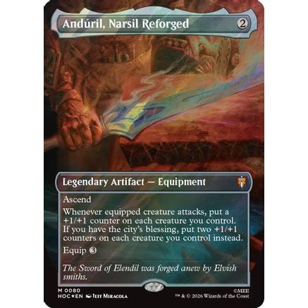 Anduril, Narsil Reforged (Borderless) (Surge Foil) (HOC-080) - The Hobbit: Eternal-Legal Foil