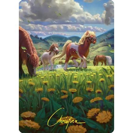 Troop of Ponies Art Card (Gold-Stamped Signature) (ASHOB-001) - Art Series: The Hobbit