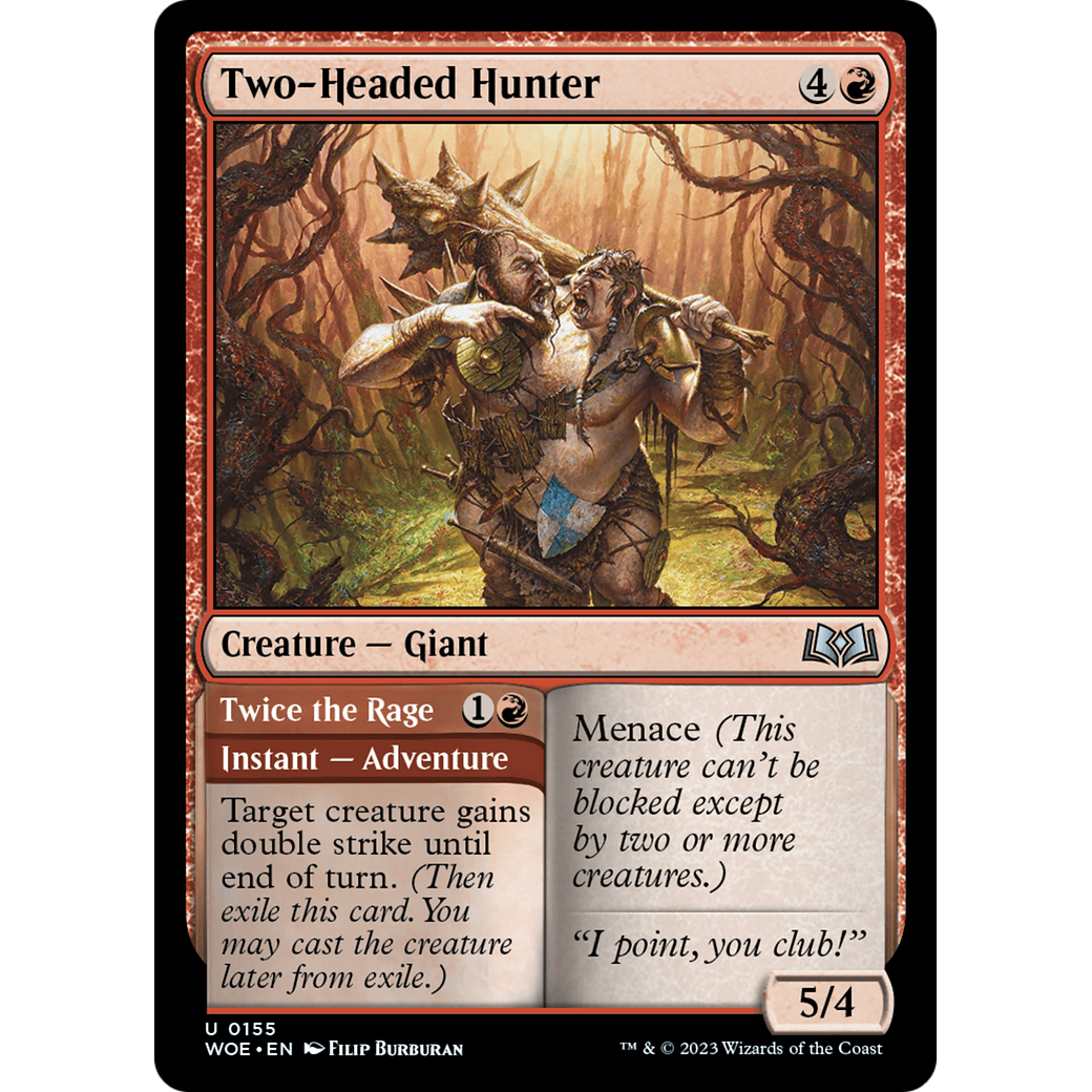 Two-Headed Hunter // Twice the Rage (WOE-155) - Wilds of Eldraine