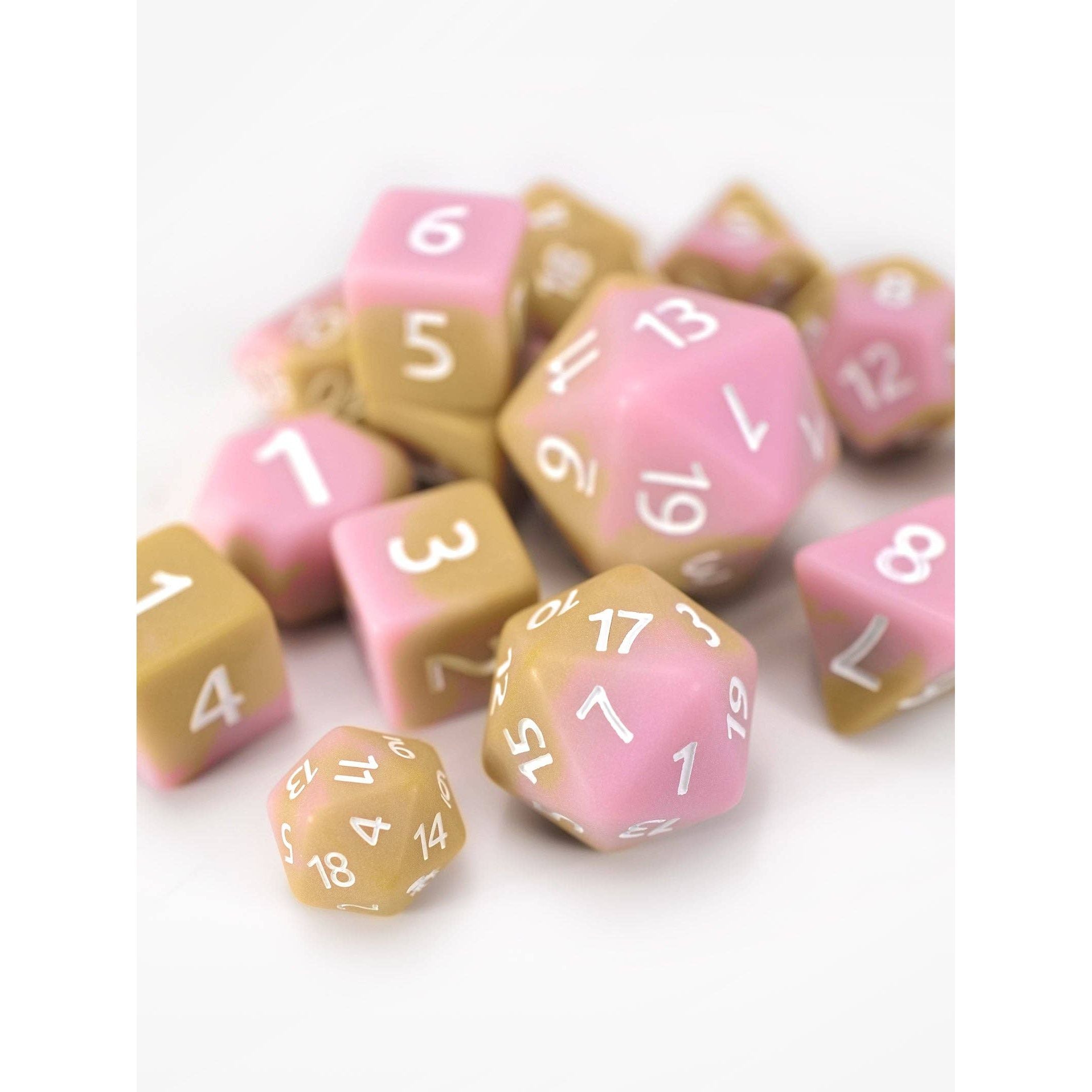 Strawberry Cold Foam Matte 14pc Dice Set inked in White