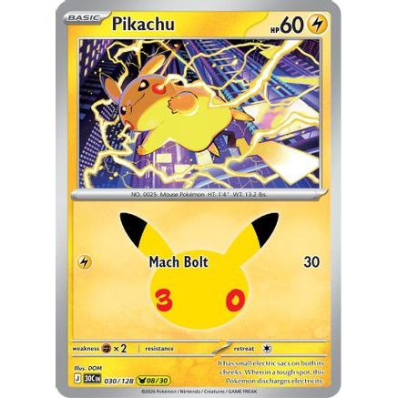 Pikachu - 030/128 30 - ME 30th Celebration Holofoil