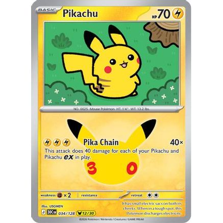 Pikachu - 034/128 34 - ME 30th Celebration Holofoil