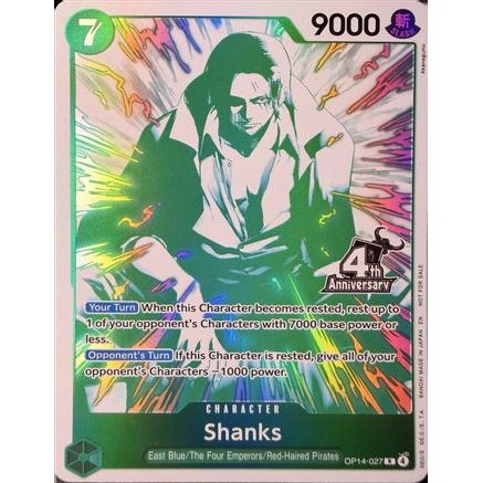 Shanks (4th Anniversary Treasure Campaign Pack) (OP14-027) - One Piece Promotion Cards Foil