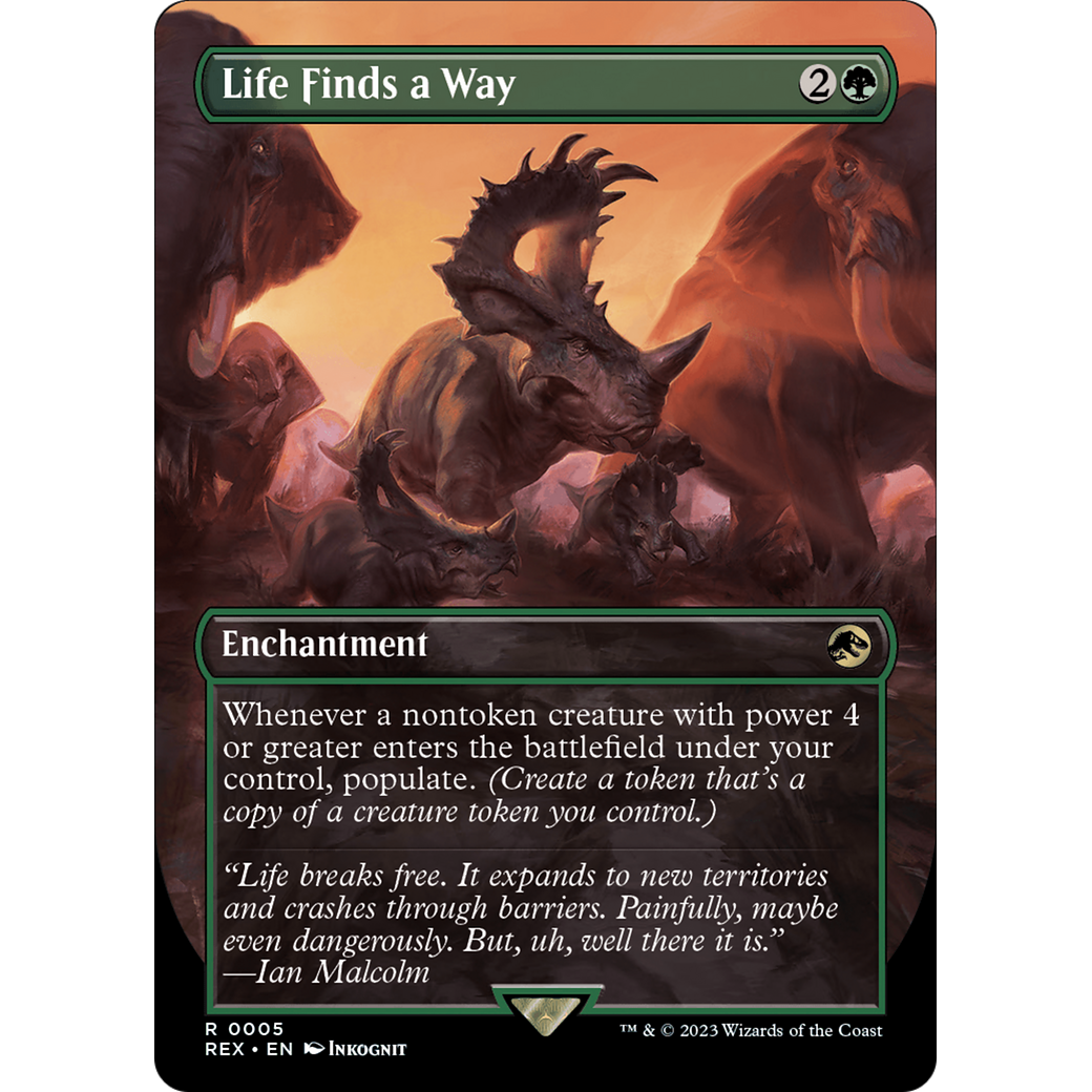 Life Finds a Way (Borderless) (REX-005) - Jurassic World Collection (Borderless) Foil