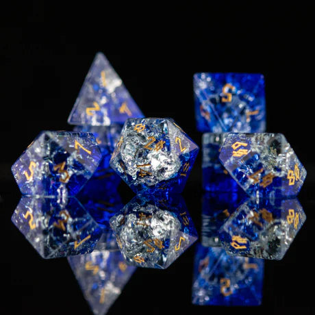 Blue Crystal - 7-set Shattered Glass Dice