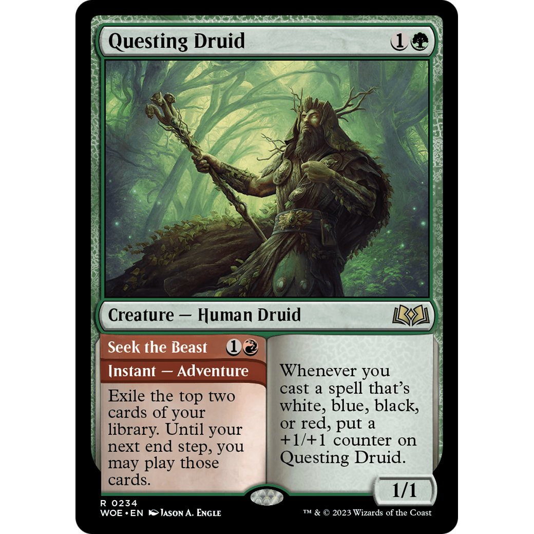 Questing Druid // Seek the Beast (WOE-234) - Wilds of Eldraine Foil