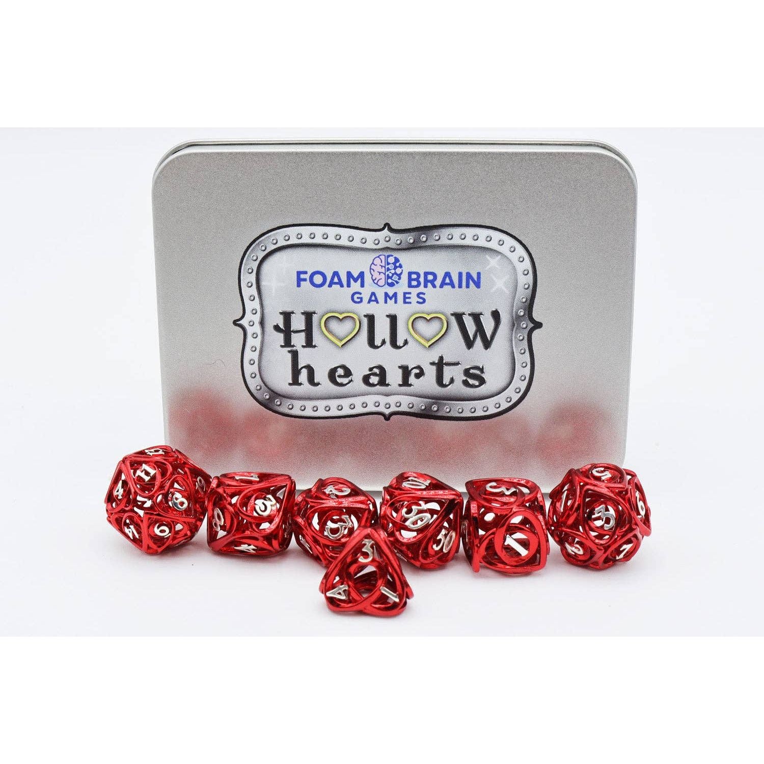 Hollow Hearts: Red - Metal RPG Dice Set