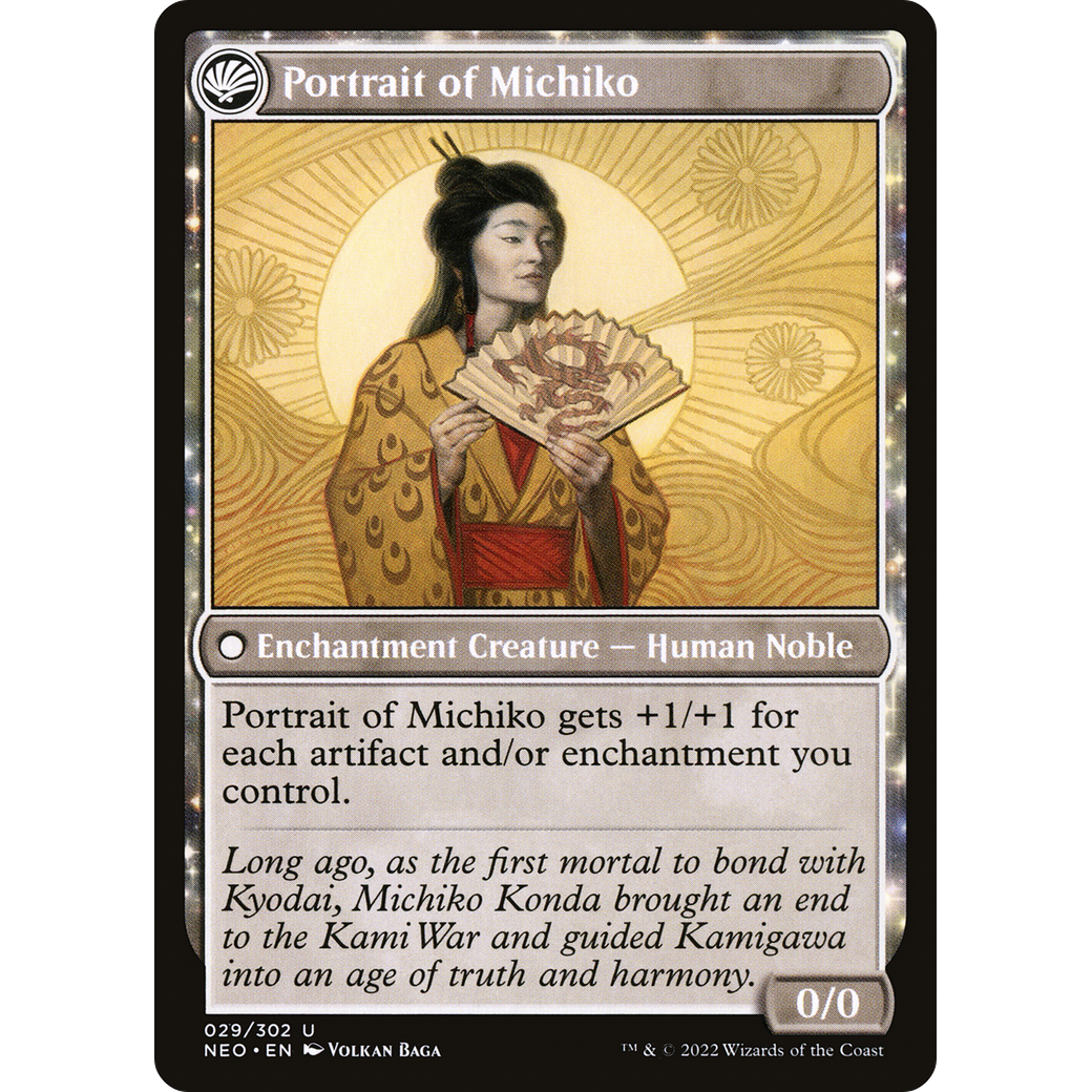 Michiko's Reign of Truth // Portrait of Michiko (NEO-029) - Kamigawa: Neon Dynasty: (fandfc, enchantment) Foil