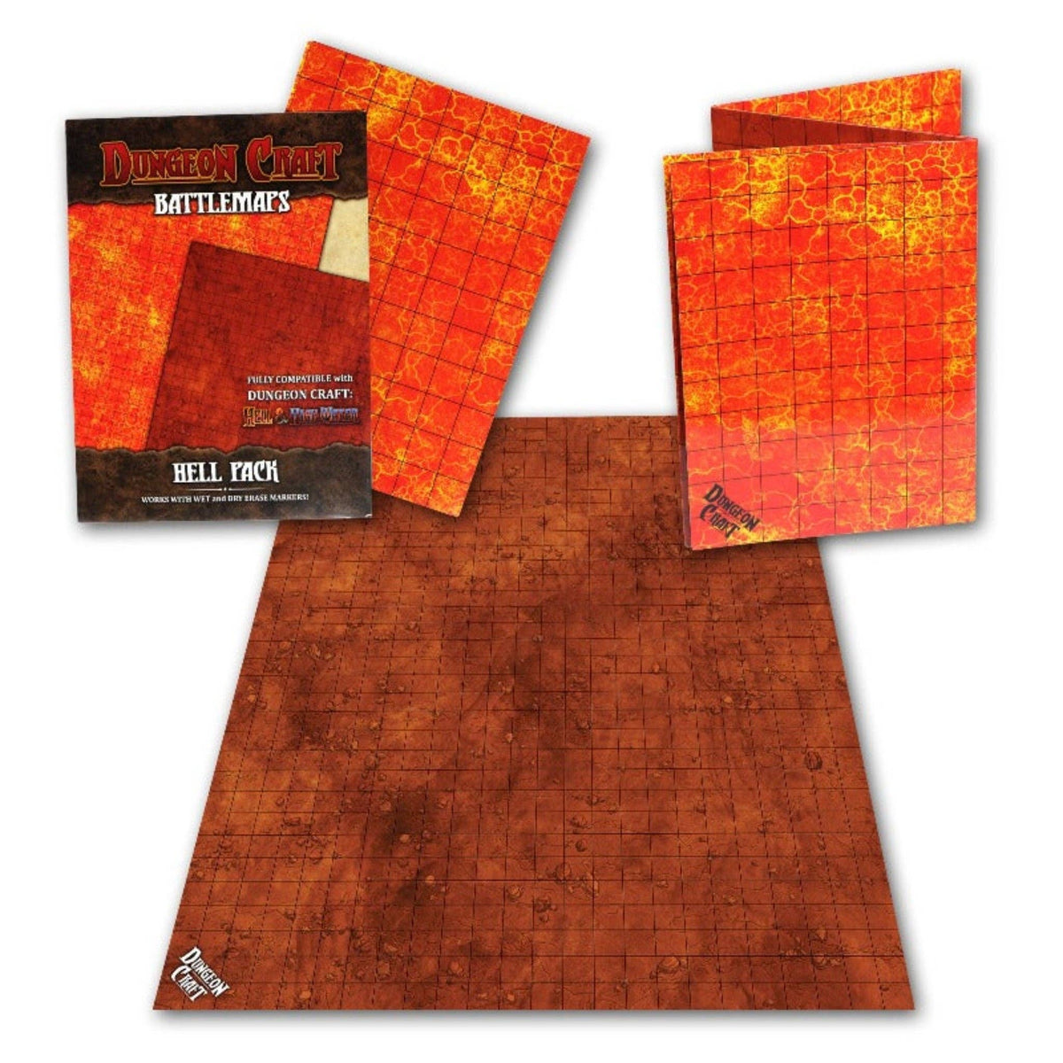 Dungeon Craft Battlemap: Hell and Lava - Double-Sided Dry/Wet Erase RPG Map