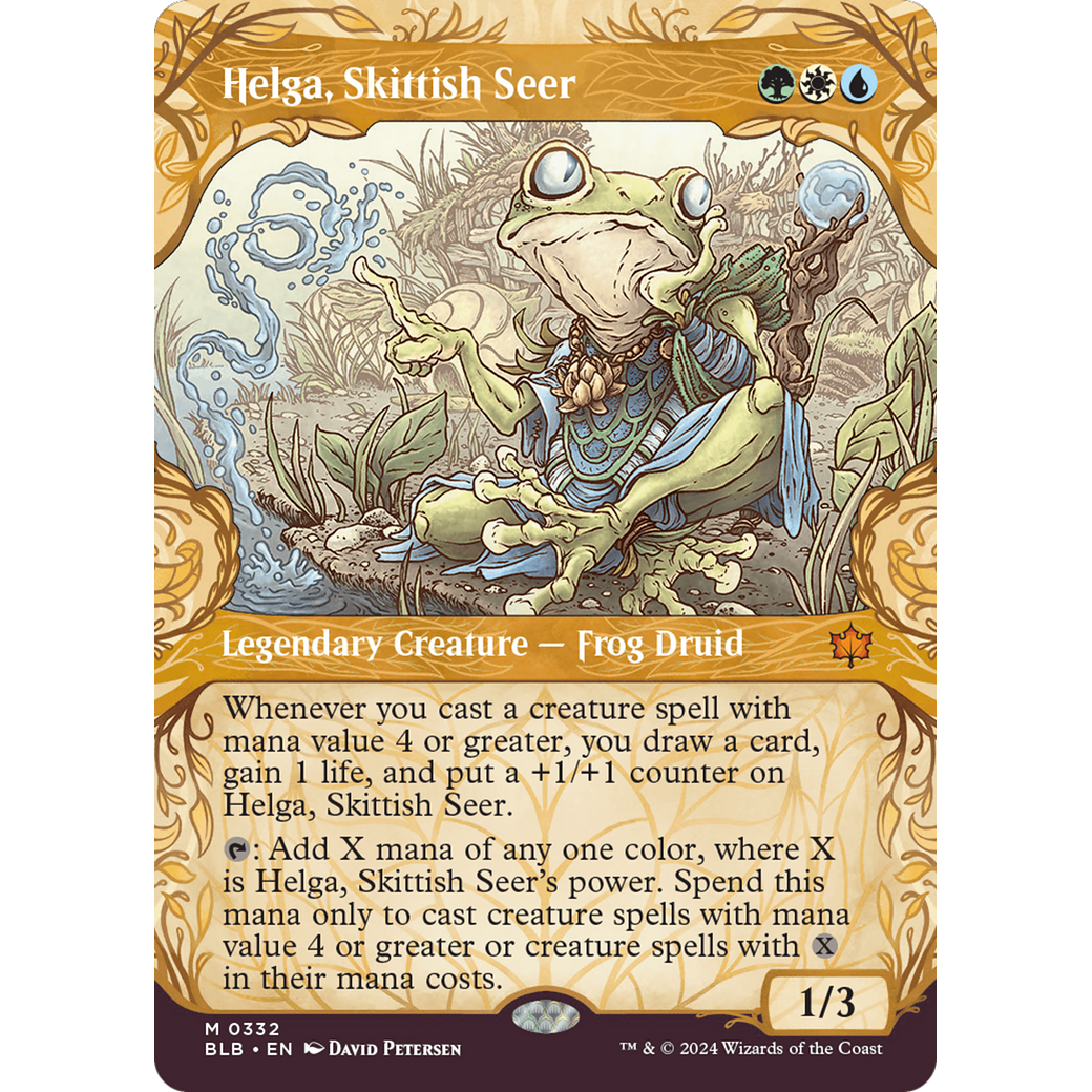 Helga, Skittish Seer (BLB-332) - Bloomburrow: (Showcase) (Borderless) Foil