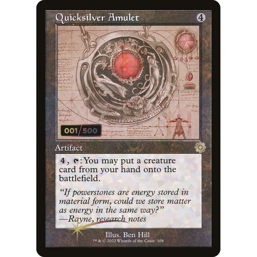 Quicksilver Amulet (Schematic) (Serial Numbered) (BRR-108) - The Brothers' War Retro Artifacts Foil