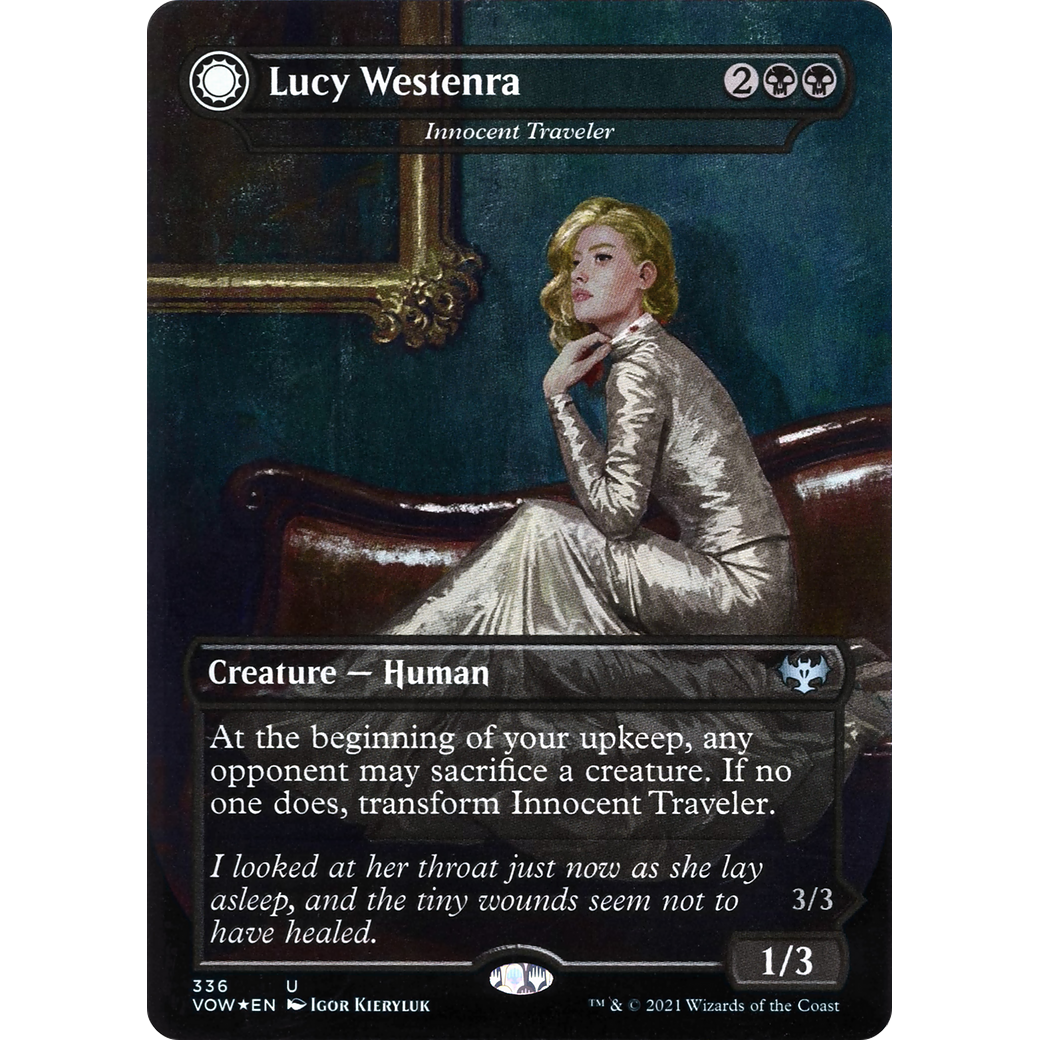 Lucy Westenra - Innocent Traveler (VOW-336) - Innistrad: Crimson Vow: (Double Faced Transform) (Borderless) Foil
