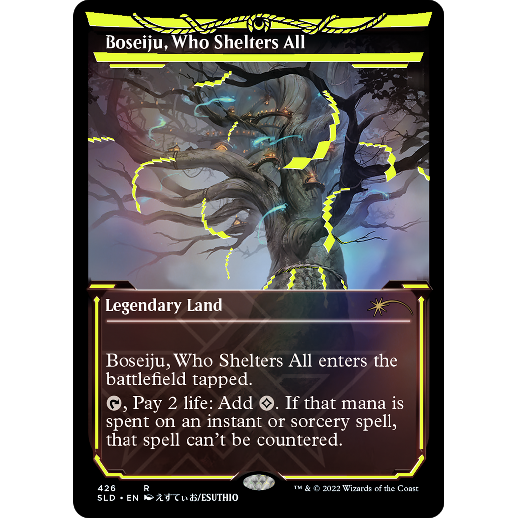 Boseiju, Who Shelters All (Neon Yellow) (SLD-426) - Secret Lair Drop: (Showcase) Foil