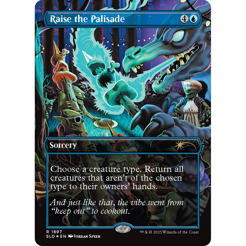 Raise the Palisade (Double Rainbow Foil) (SLD-1897) - Secret Lair Drop (Borderless) Foil