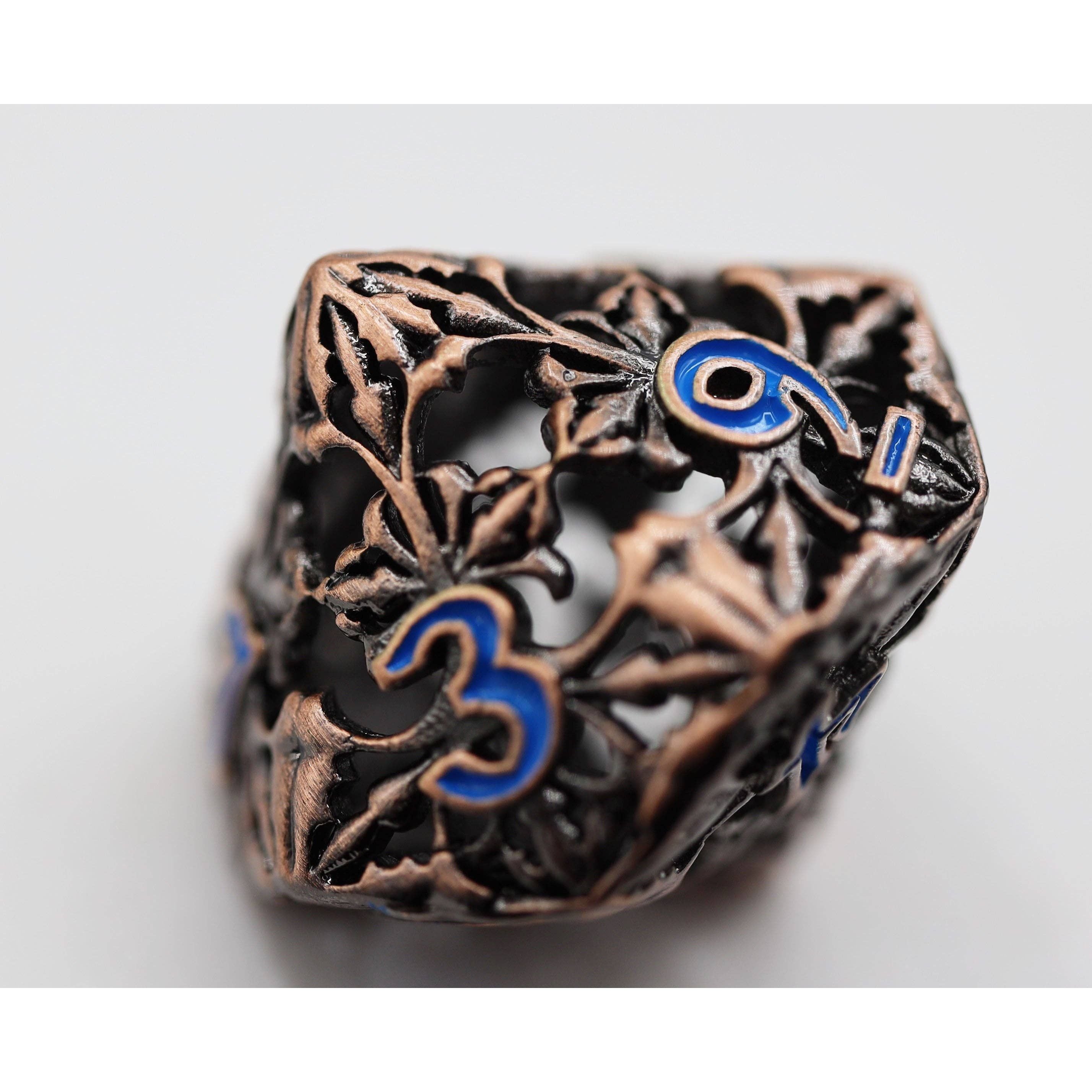 Fleur de Lis: Copper Azul - Hollow Metal RPG Dice Set