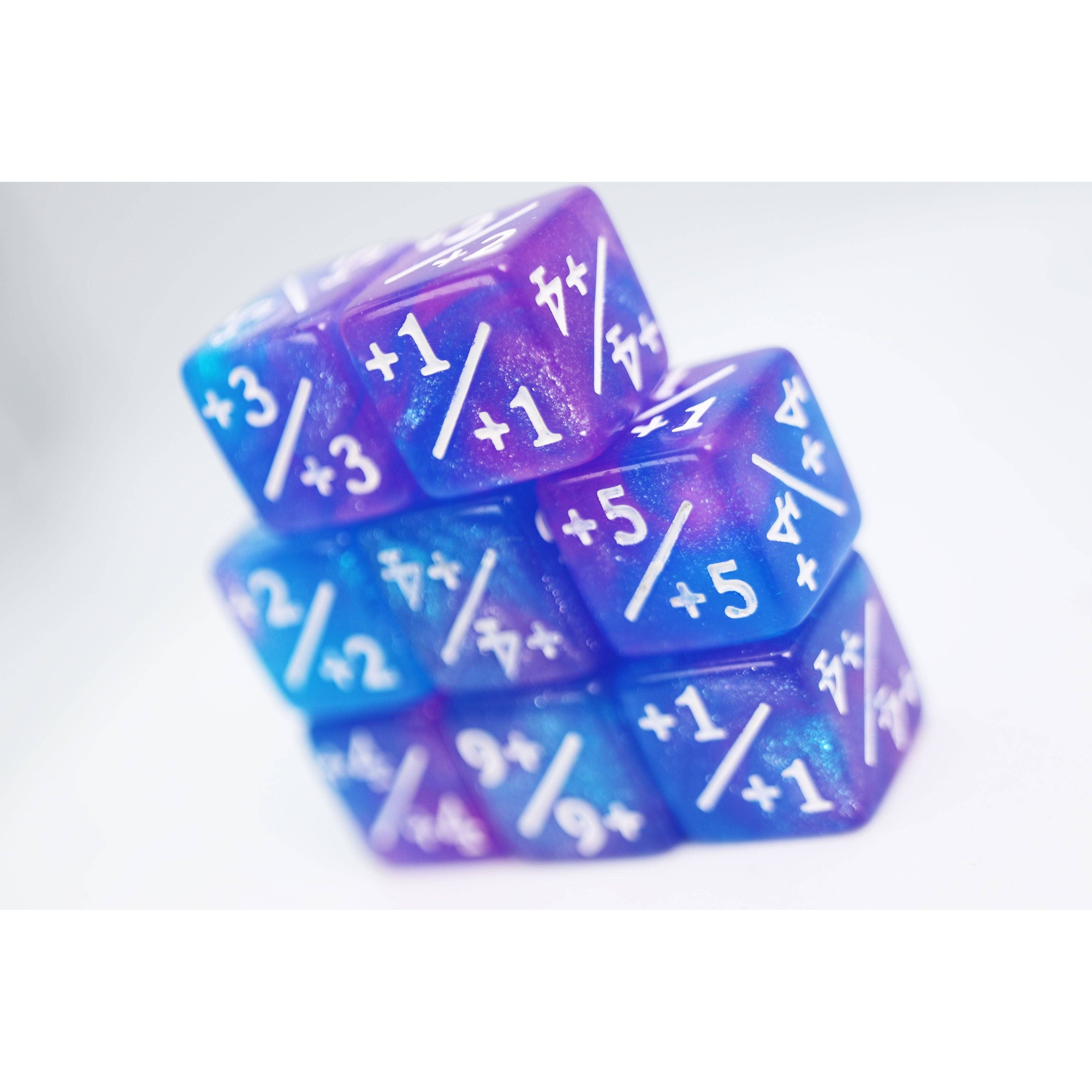 +1/+1 Blue & Purple Glitter Counters for Magic - set of 8
