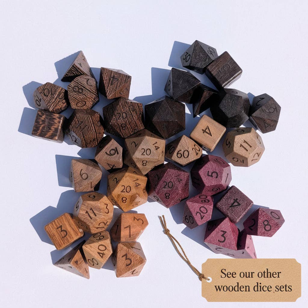 Walnut - 7 Piece Polyhedral Wooden Dice Set