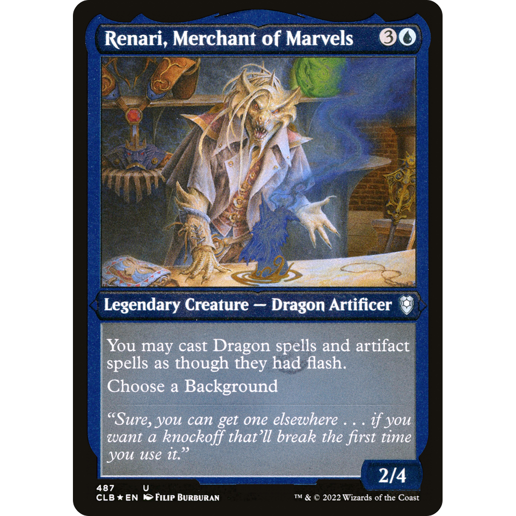 Renari, Merchant of Marvels (CLB-487) - Commander Legends: Battle for Baldur's Gate Etched Foil