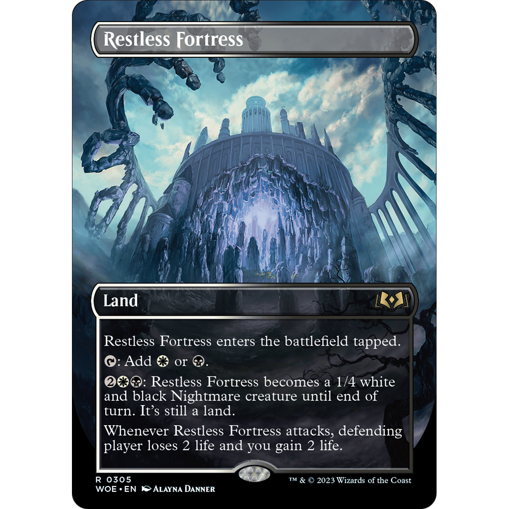 Restless Fortress (WOE-305) - Wilds of Eldraine (Borderless) Foil