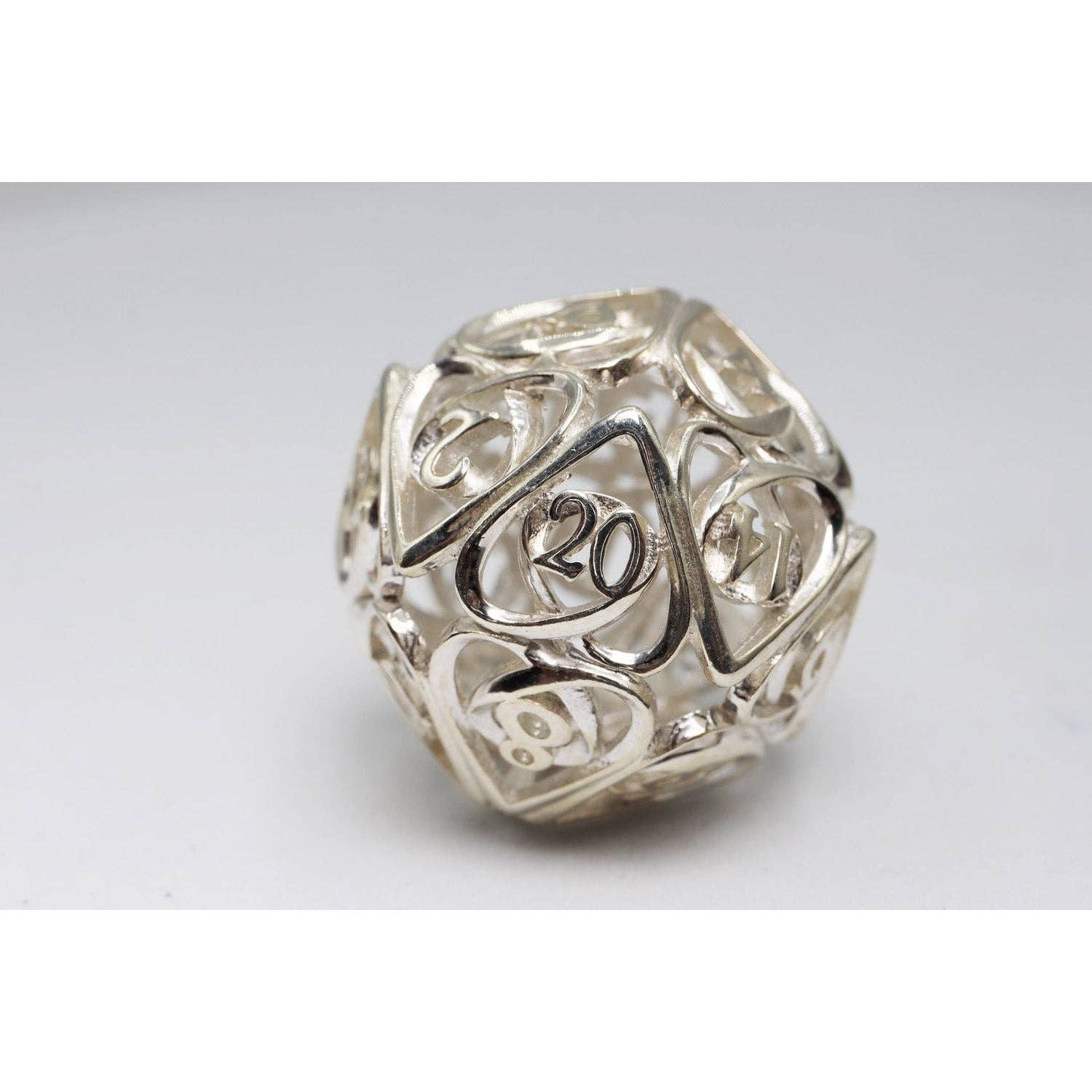 Hollow Hearts: Sterling Silver - Premium RPG Metal Dice Set