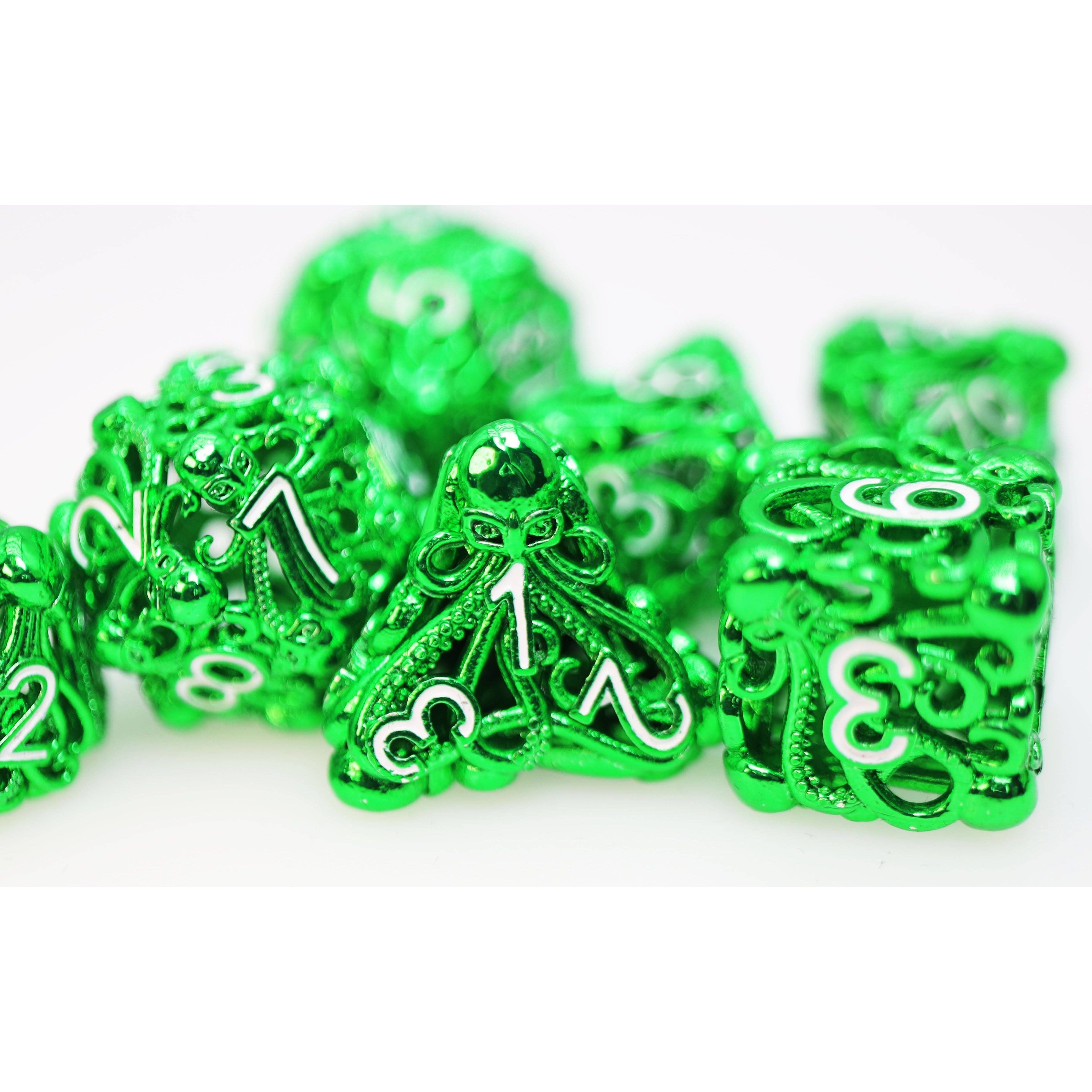 Mind Eater: Green - Hollow Metal RPG Dice Set