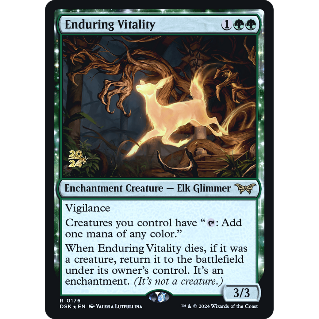 Enduring Vitality (PRE-176S) - Duskmourn: House of Horror Promos: (enchantment) Foil