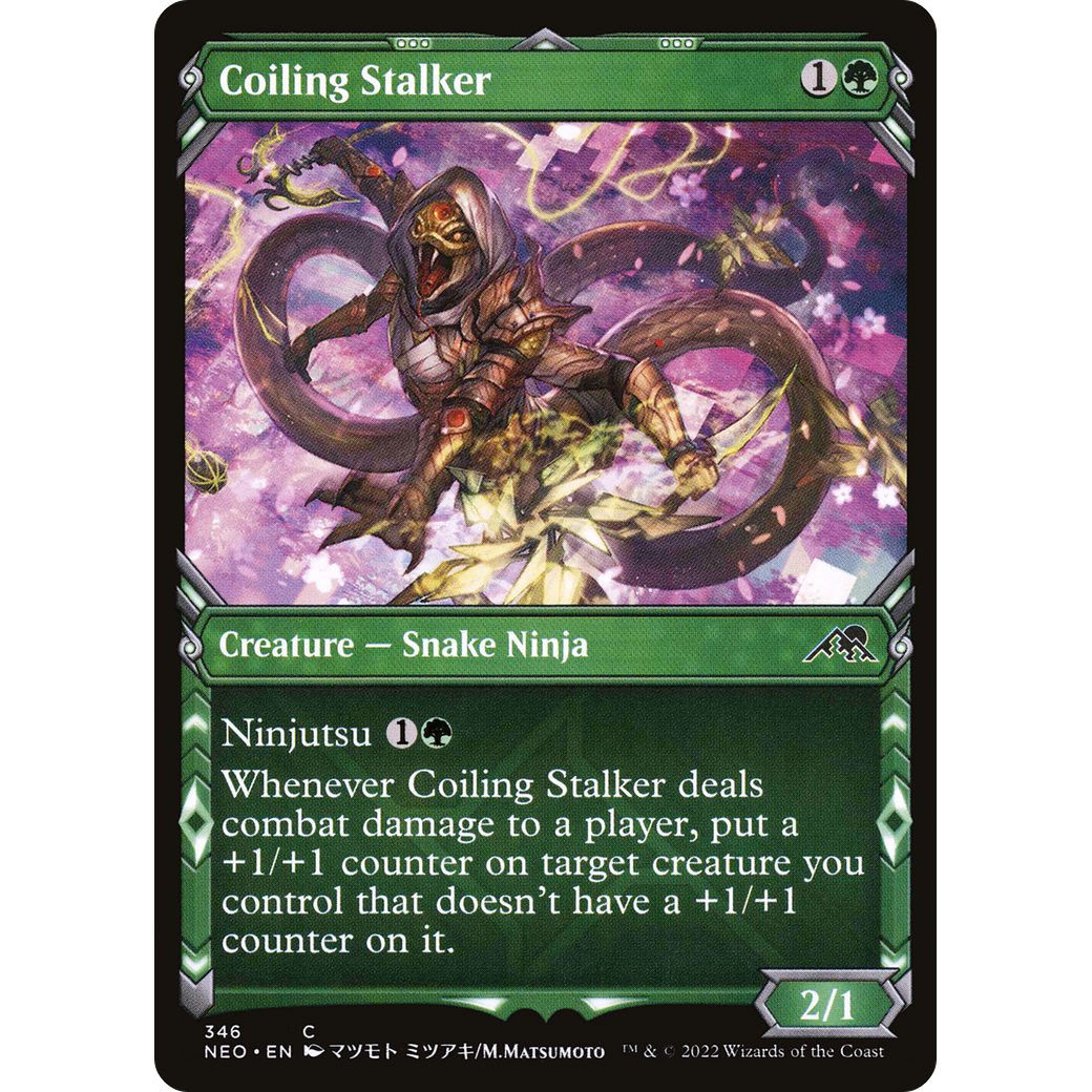 Coiling Stalker (NEO-346) - Kamigawa: Neon Dynasty: (Showcase) Foil