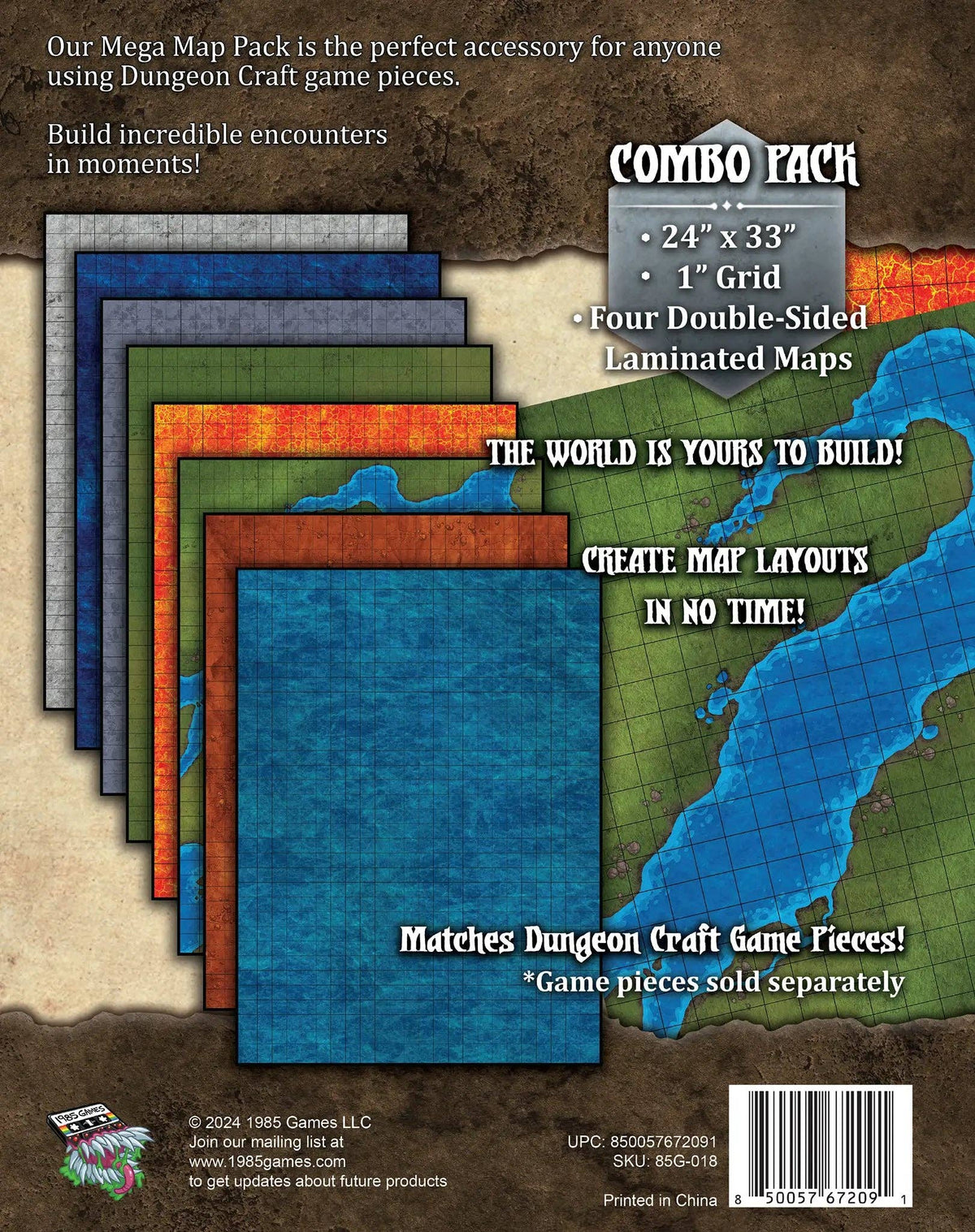 Dungeon Craft Battlemap 4 Pack: Expeditions - Double-Sided Dry/Wet Erase RPG Maps