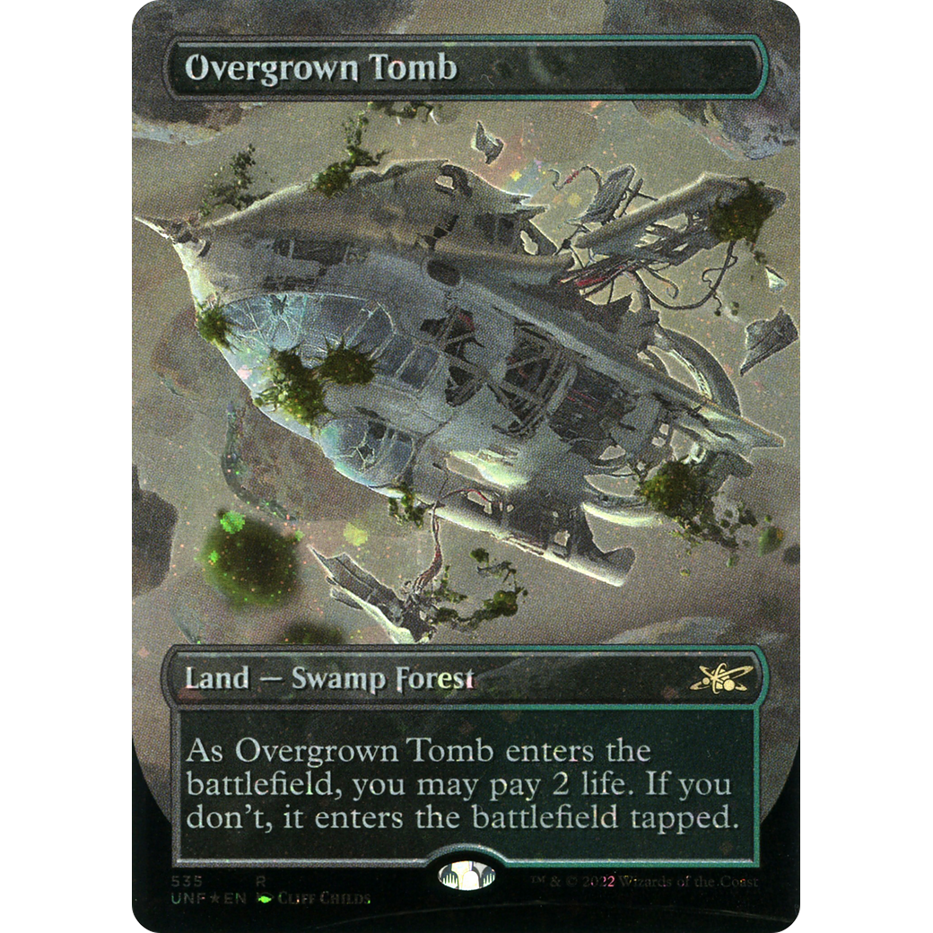 Overgrown Tomb (Borderless) (Galaxy Foil) (UNF-535) - Unfinity (Borderless) Foil