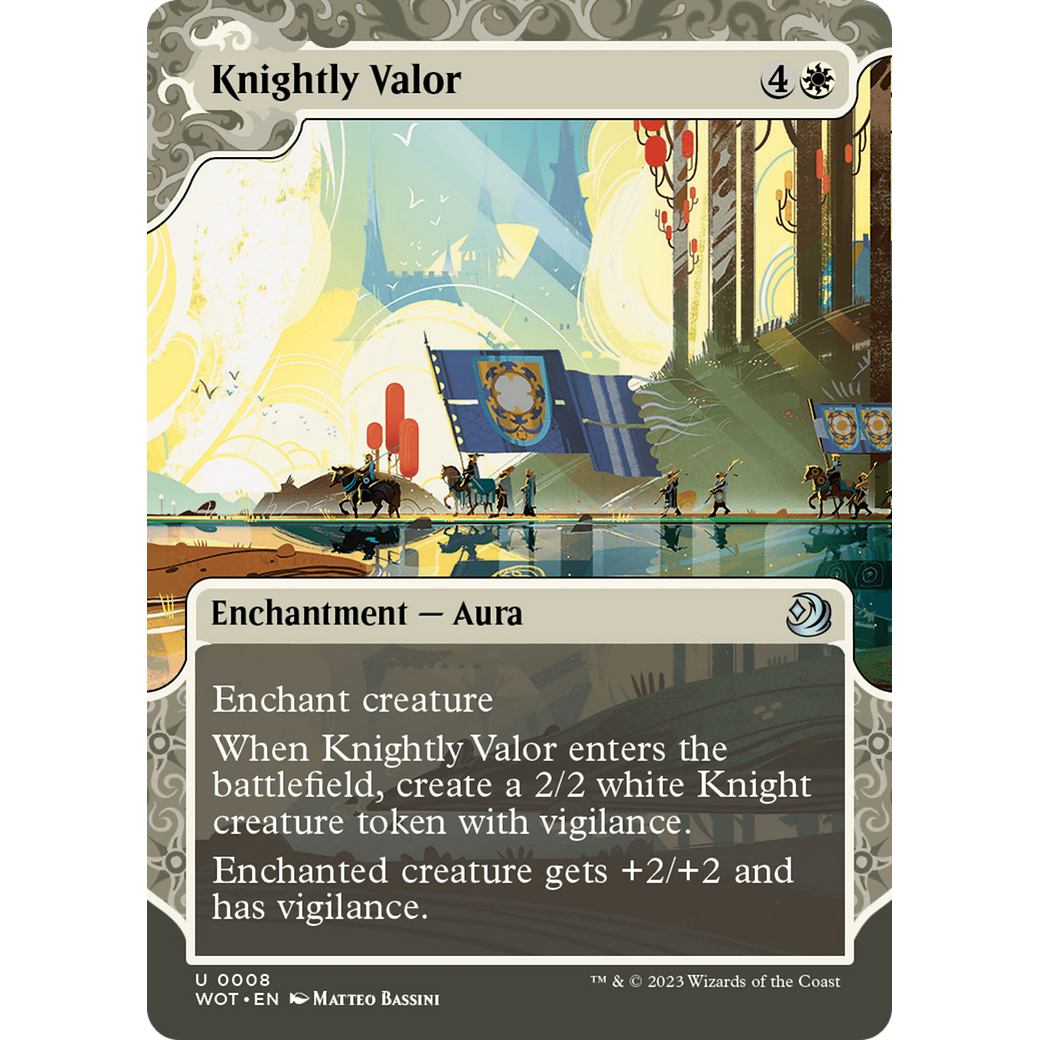 Knightly Valor (WOT-008) - Wilds of Eldraine: Enchanting Tales: (Showcase) (Borderless)