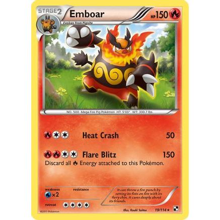 Emboar (19) 19/114 - Black and White Reverse Holofoil