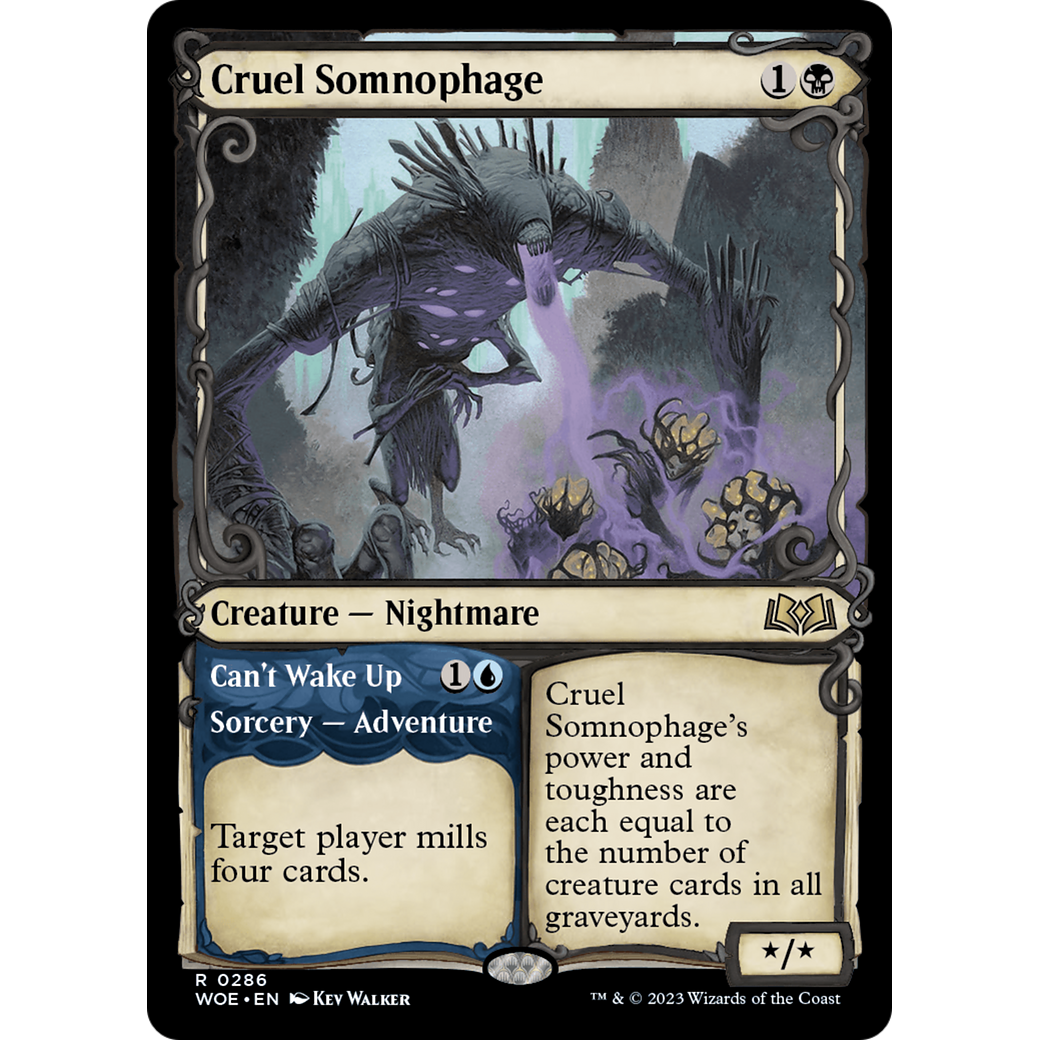 Cruel Somnophage // Can't Wake Up (WOE-286) - Wilds of Eldraine: (Showcase) Foil