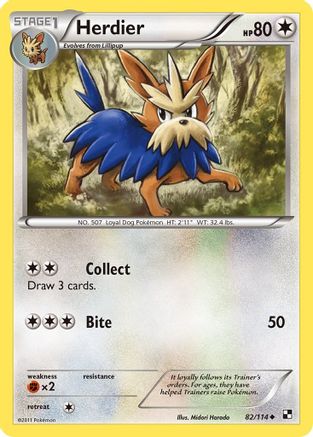 Herdier 82/114 - Black and White Reverse Holofoil
