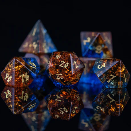 Ice and Fire - 7-set Shattered Glass Dice