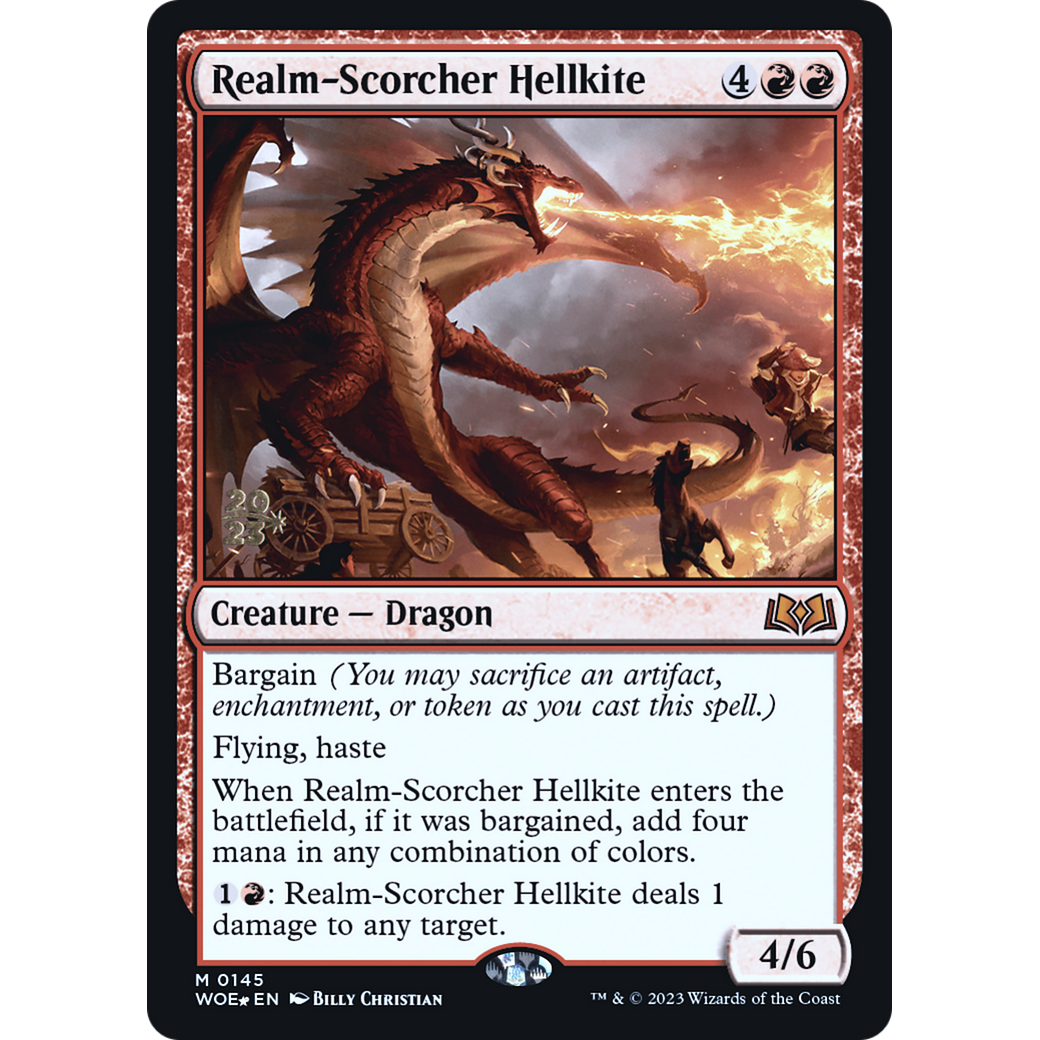 Realm-Scorcher Hellkite (PRE-145S) - Wilds of Eldraine Promos Foil